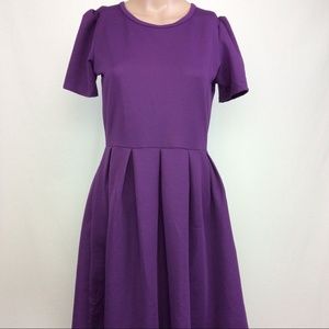 Lularoe Amelia Dress Solid Purple Medium UNICORN